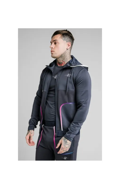 SikSilk Legacy Fade Zip Through Hoodie – Midnight Grey & Neon White sold by Siksilk