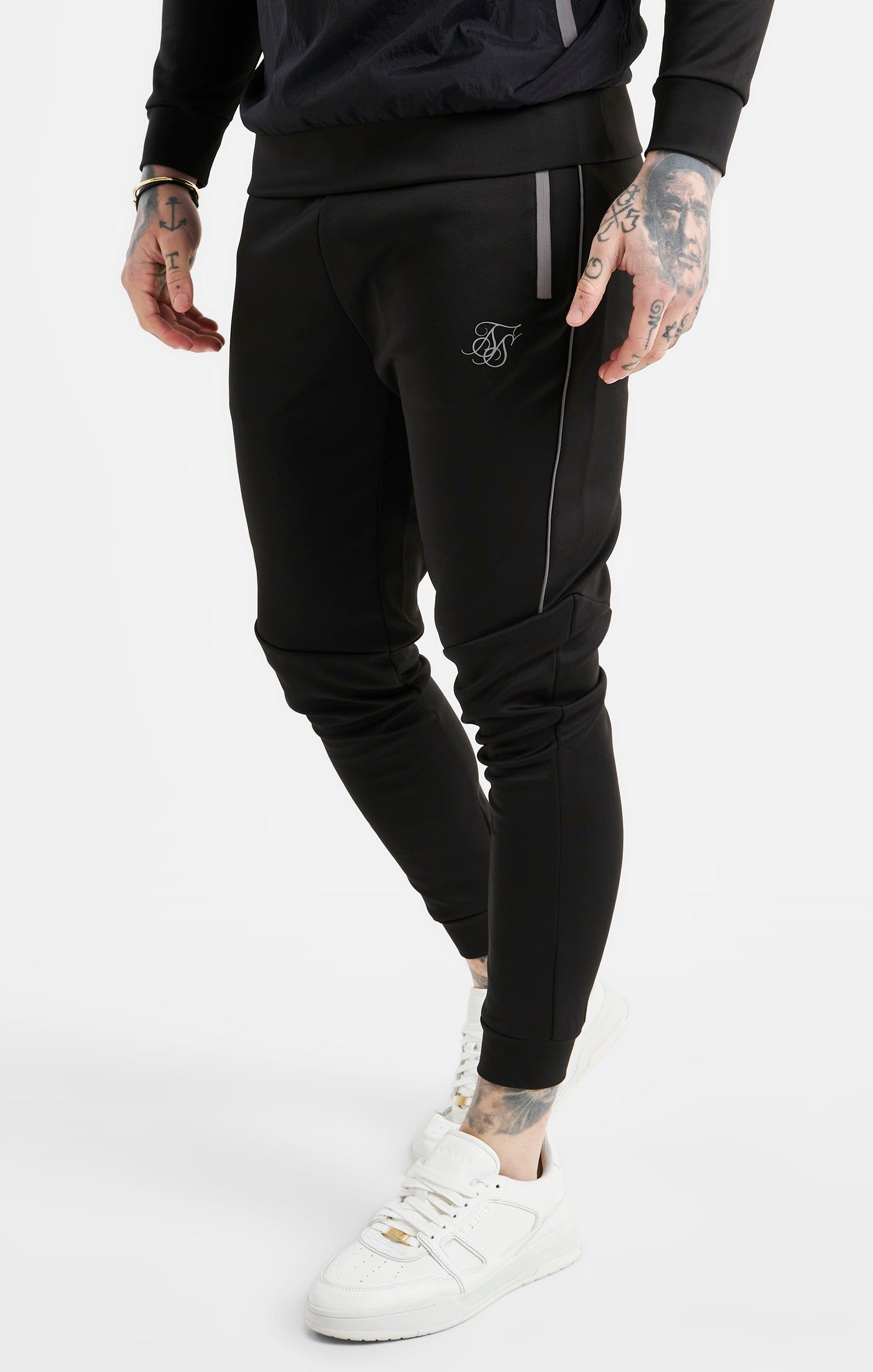 Black Panelled Jogger sold by Siksilk