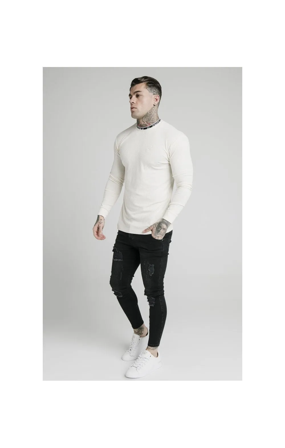 SikSilk L/S Rib Knit Tee - Off White sold by Siksilk product image thumbnail 3