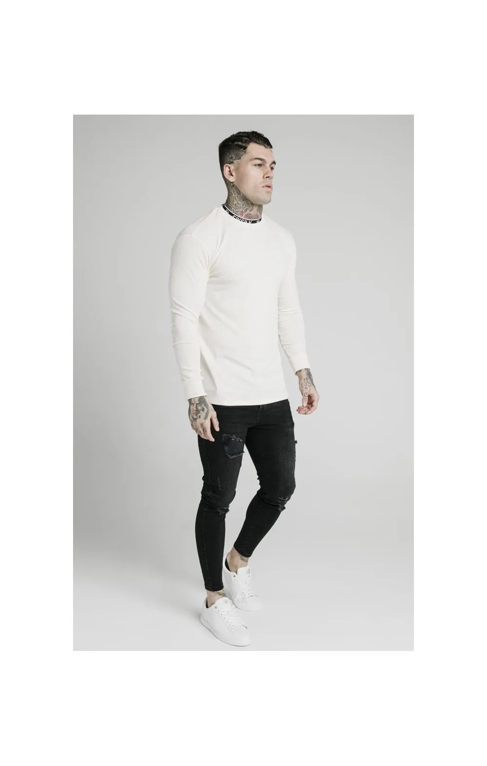 SikSilk L/S Rib Knit Tee - Off White sold by Siksilk product image thumbnail 4