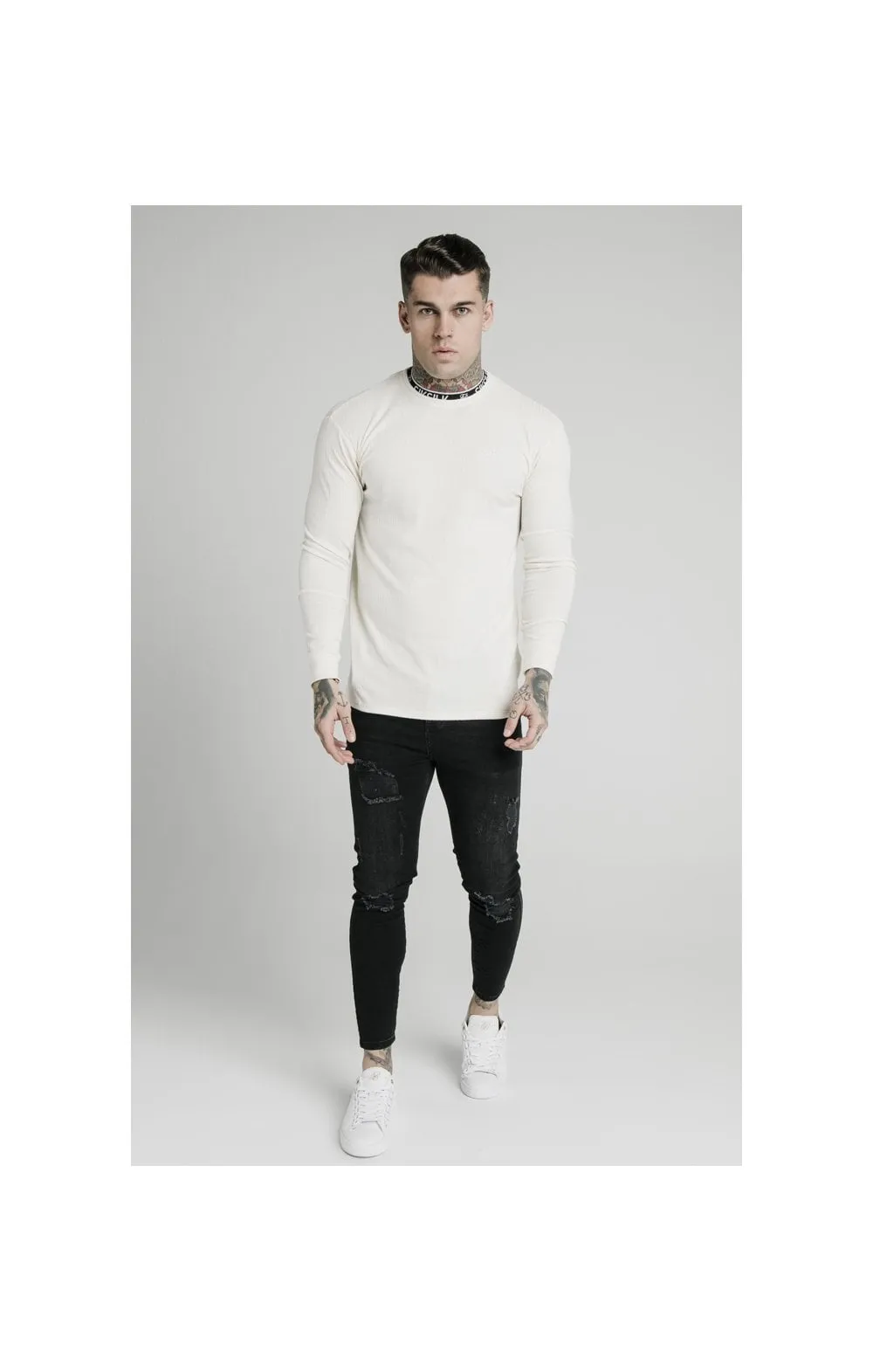 SikSilk L/S Rib Knit Tee - Off White sold by Siksilk product image thumbnail 5