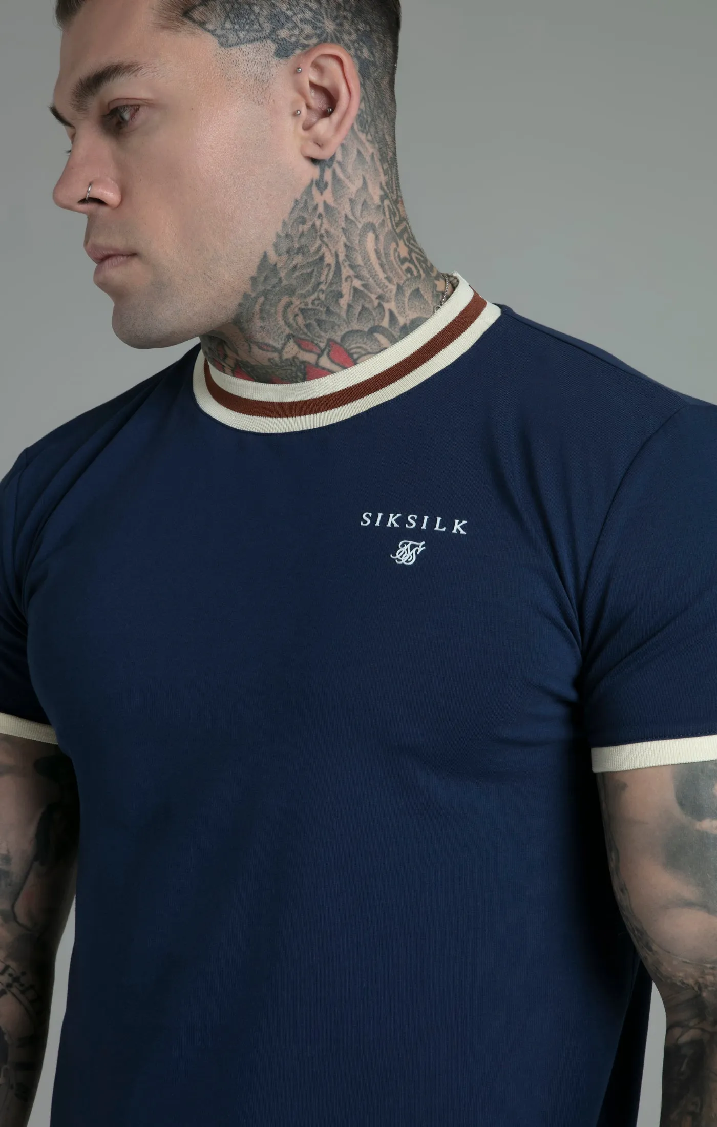 Navy Ringer T-Shirt sold by Siksilk product image thumbnail 3
