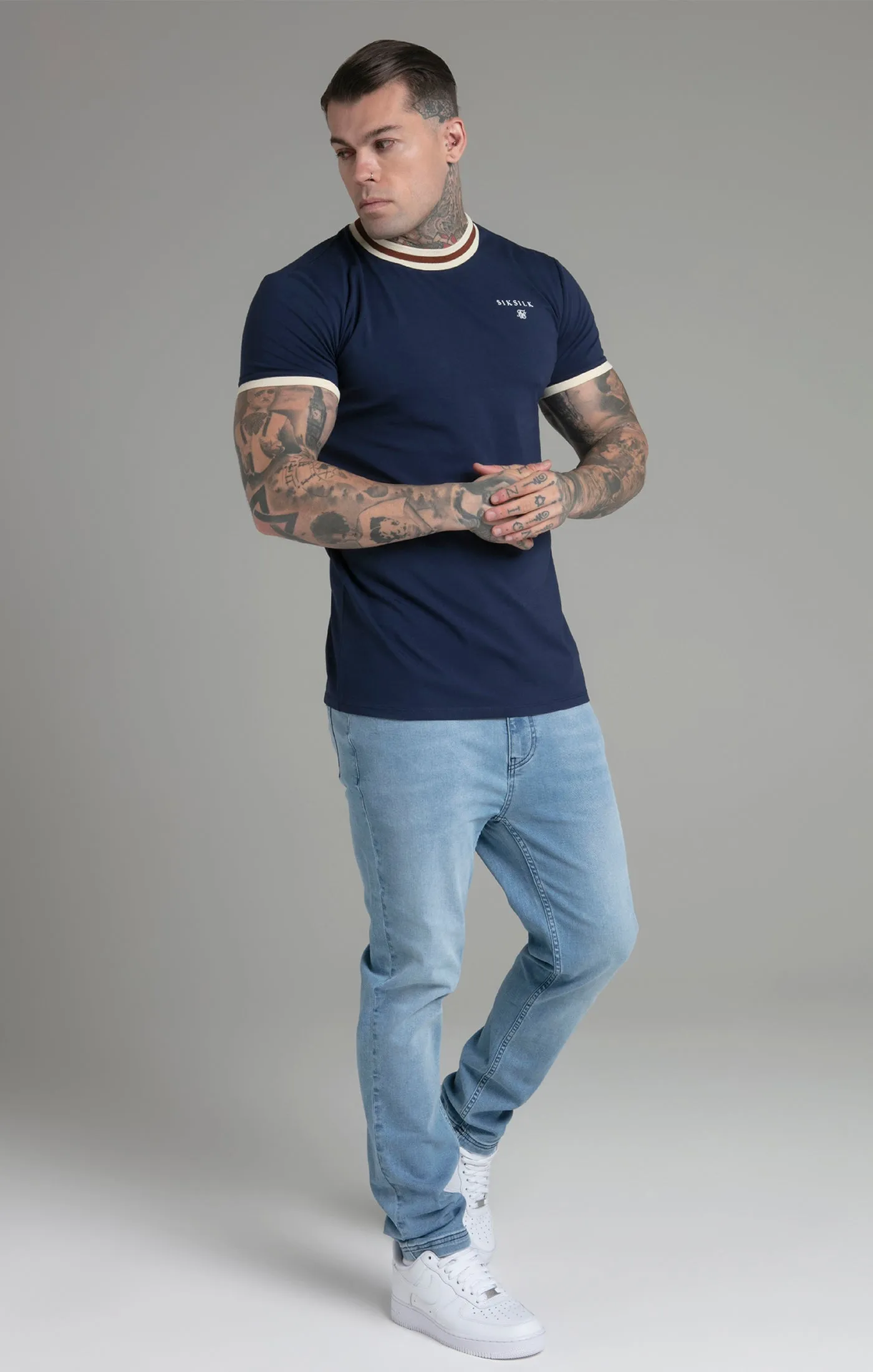 Navy Ringer T-Shirt sold by Siksilk product image thumbnail 4