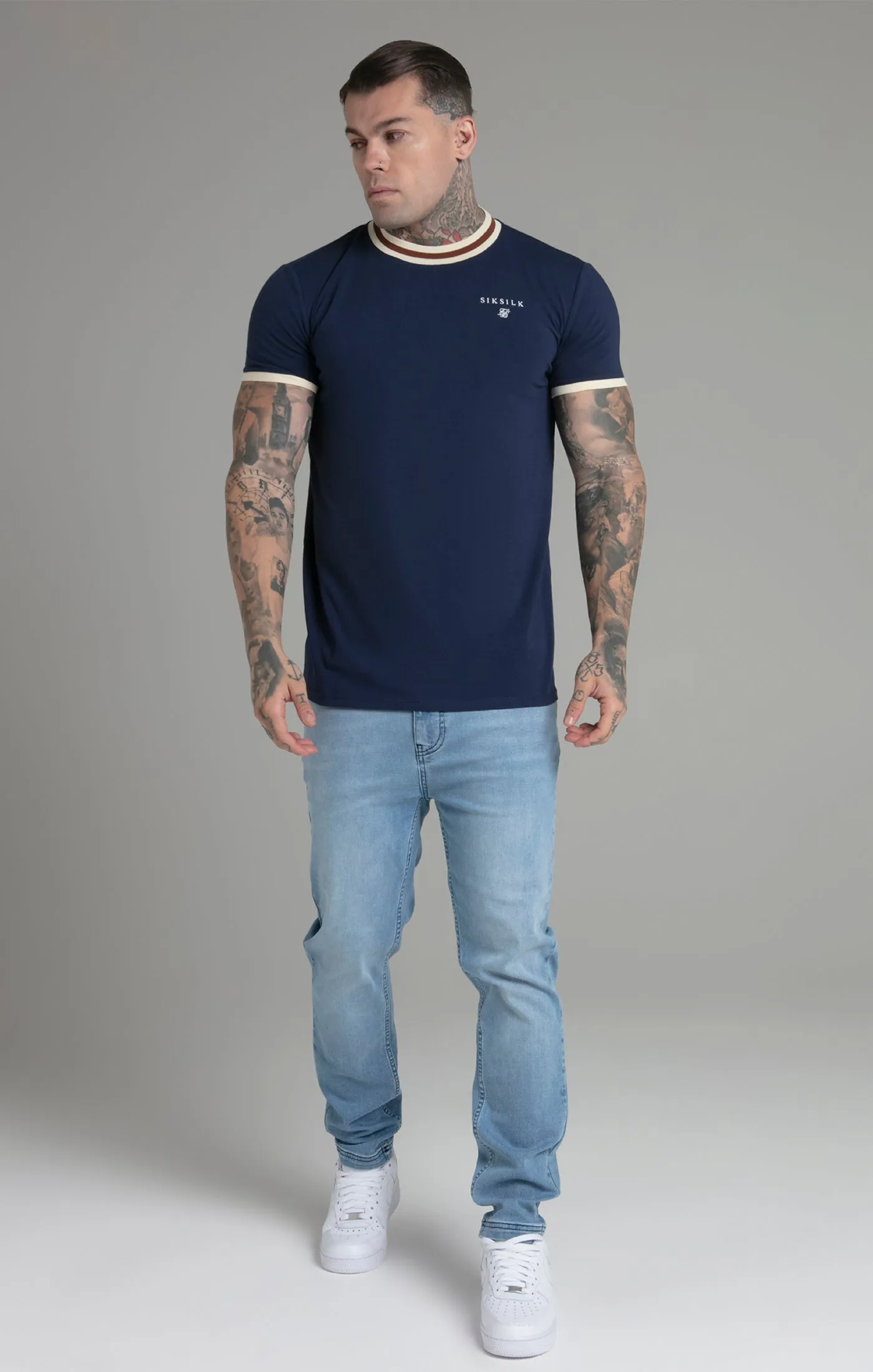 Navy Ringer T-Shirt sold by Siksilk product image thumbnail 2
