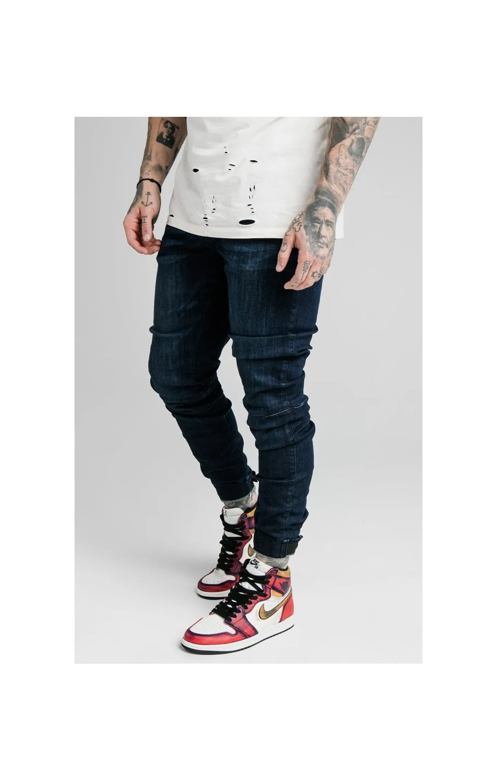 SikSilk Elasticated Strap Cuff Jeans Jeans - Midstone sold by Siksilk
