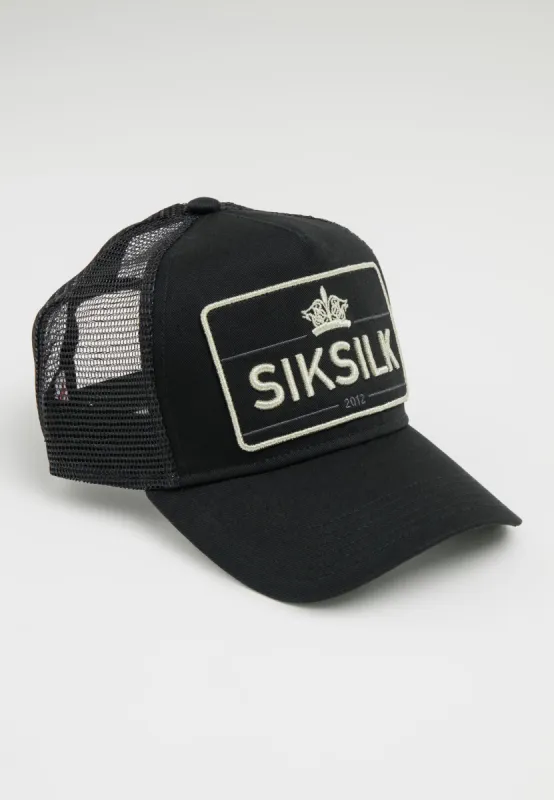 SikSilk Crown Patch Trucker - Black sold by Siksilk