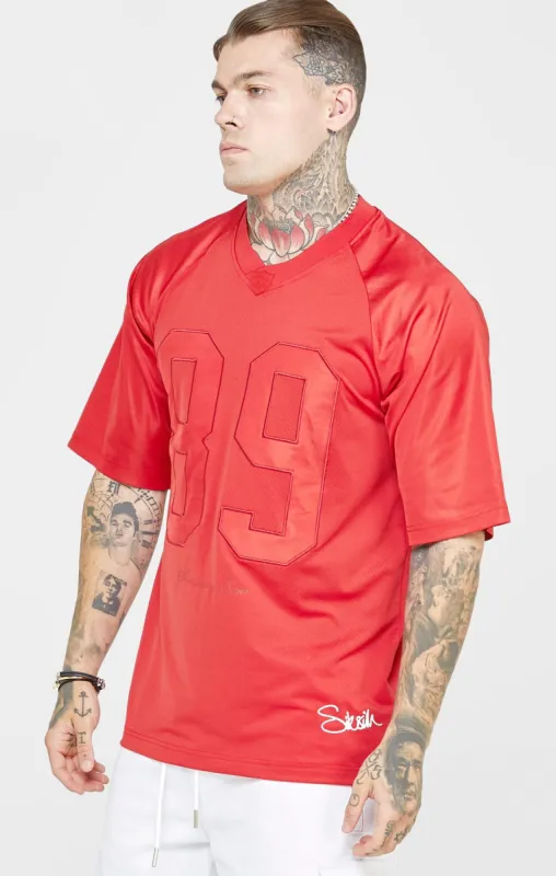 Red Oversized Short Sleeve T-Shirt sold by Siksilk