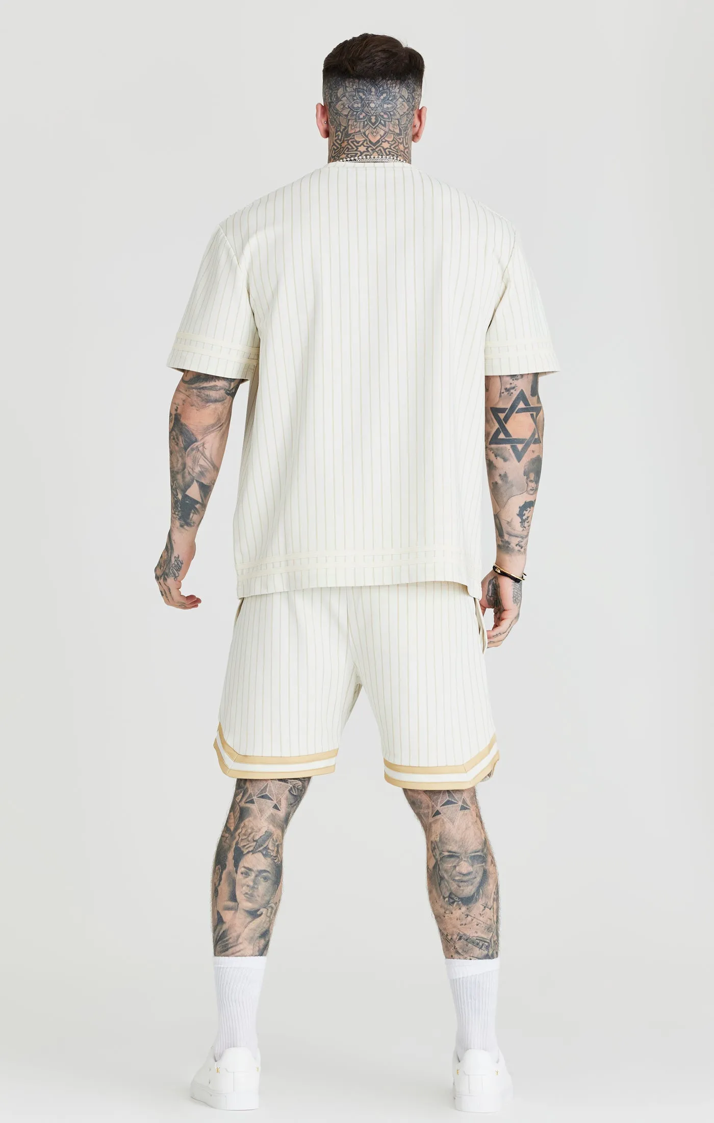 Ecru Retro Stripe Oversized T-Shirt sold by Siksilk product image thumbnail 5