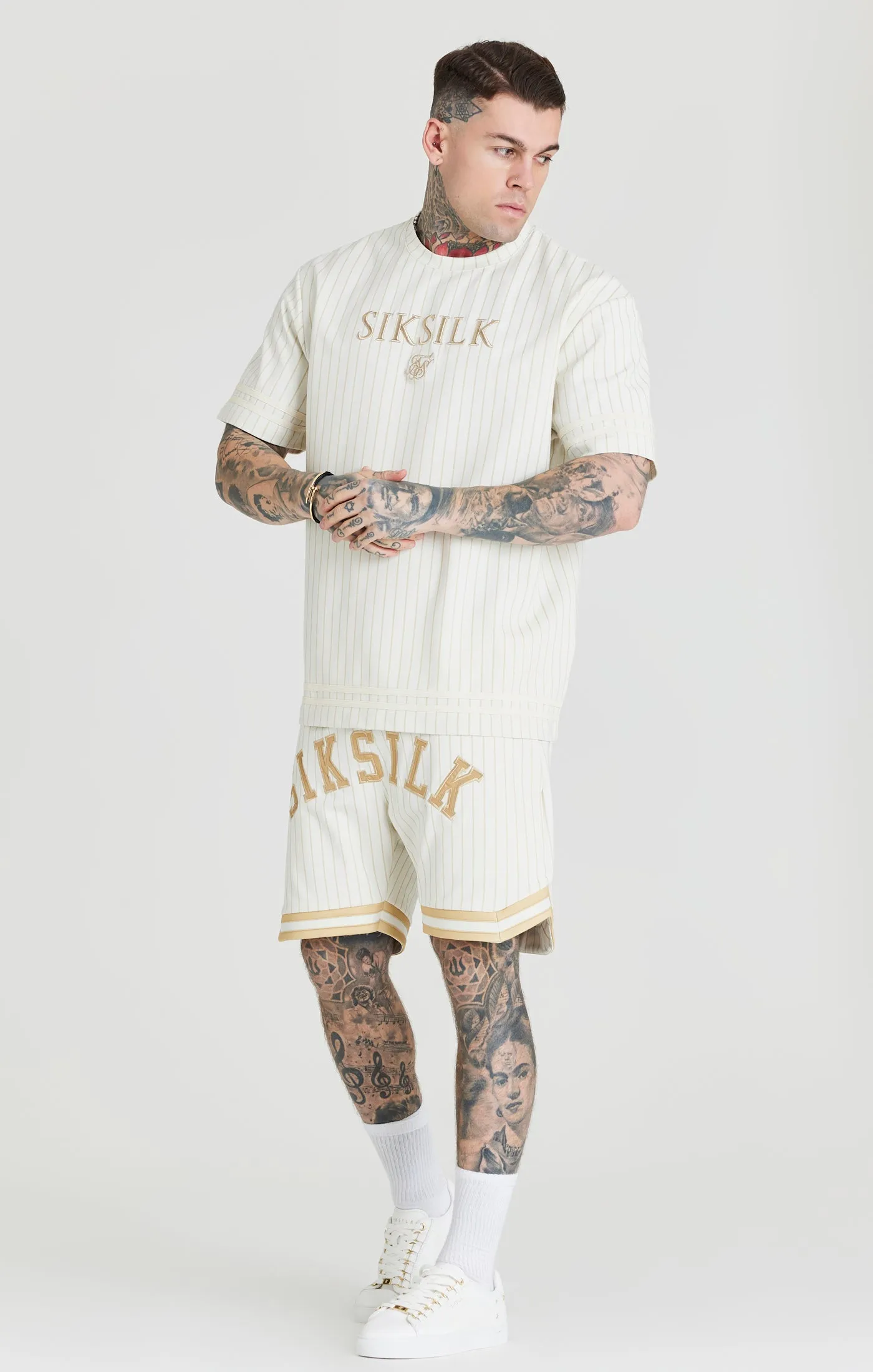 Ecru Retro Stripe Oversized T-Shirt sold by Siksilk product image thumbnail 3