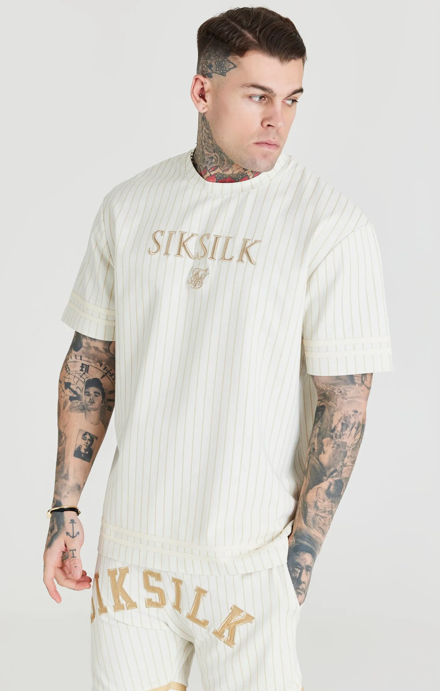 Ecru Retro Stripe Oversized T-Shirt sold by Siksilk