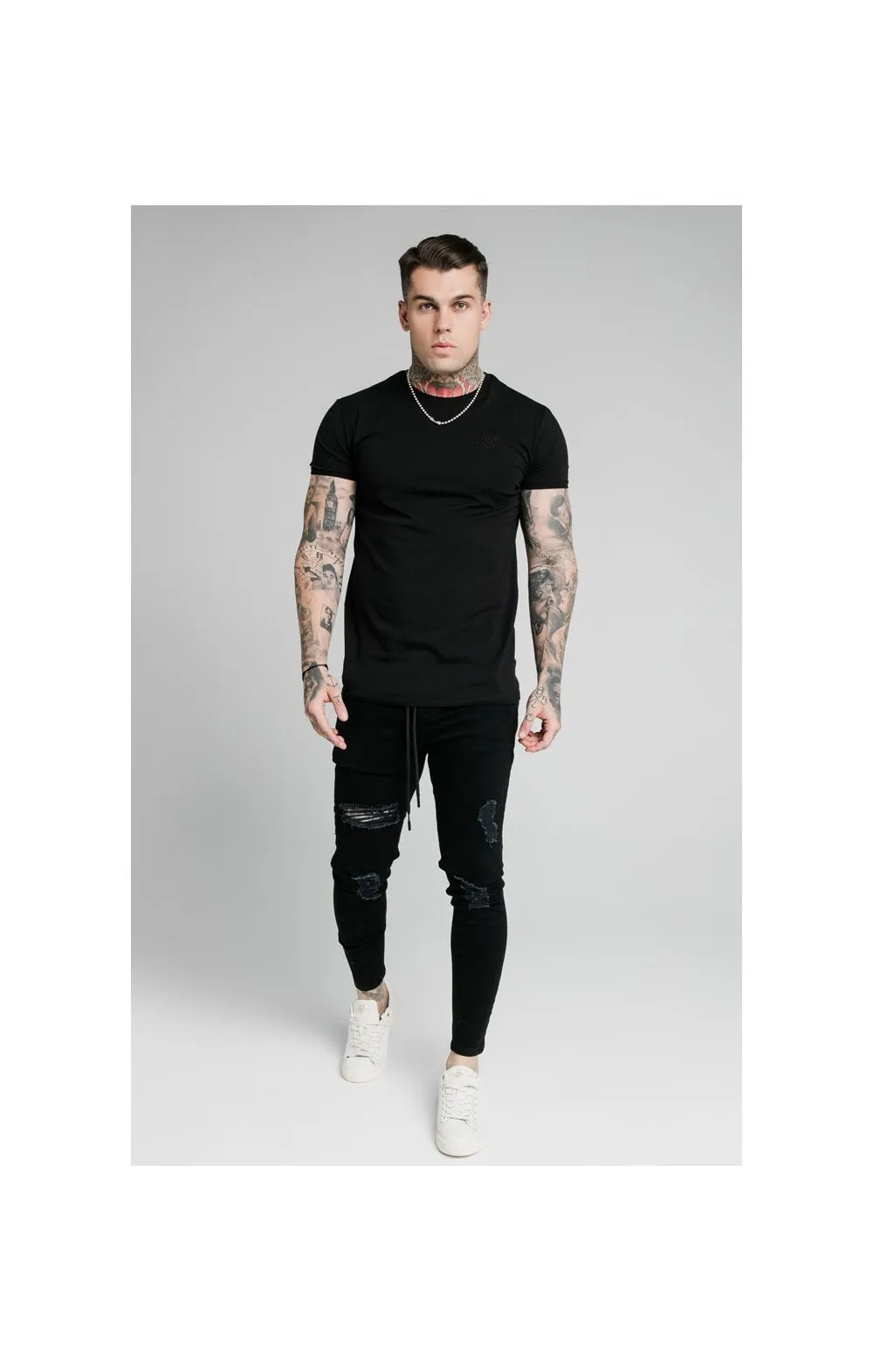 SikSilk Elasticated Tape Skinny Distressed Jeans - Black sold by Siksilk product image thumbnail 5