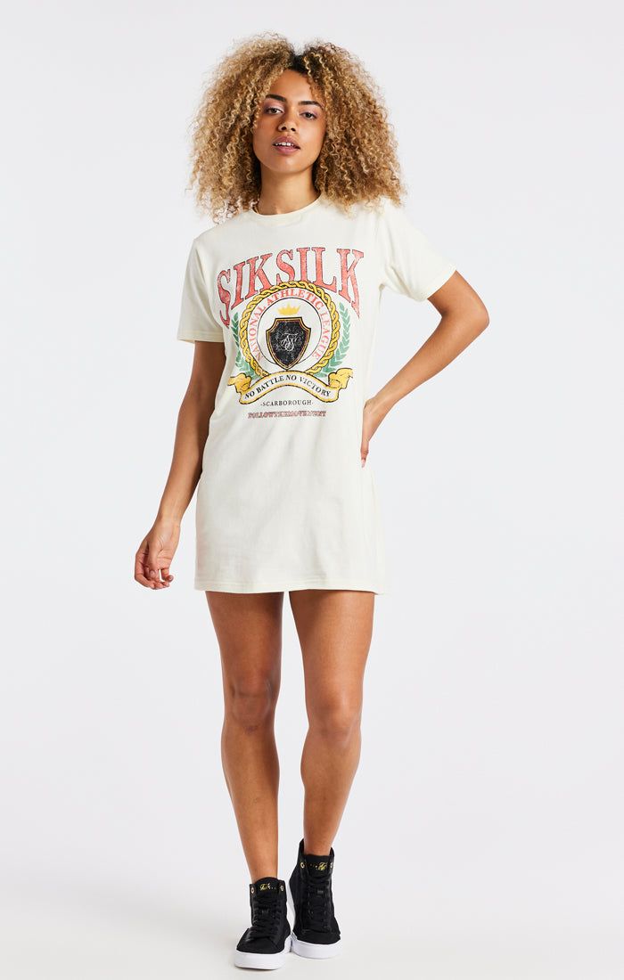 SikSilk Varsity T-Shirt Dress - Ecru sold by Siksilk product image thumbnail 4