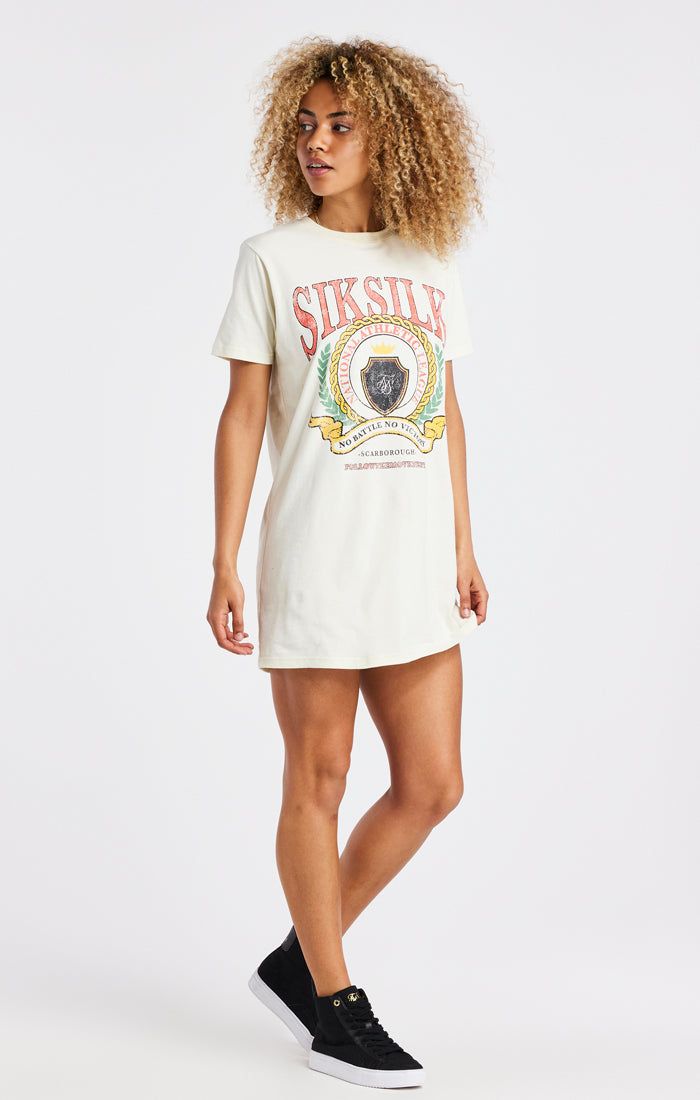 SikSilk Varsity T-Shirt Dress - Ecru sold by Siksilk product image thumbnail 5