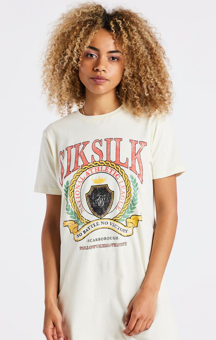 SikSilk Varsity T-Shirt Dress - Ecru sold by Siksilk product image thumbnail 2