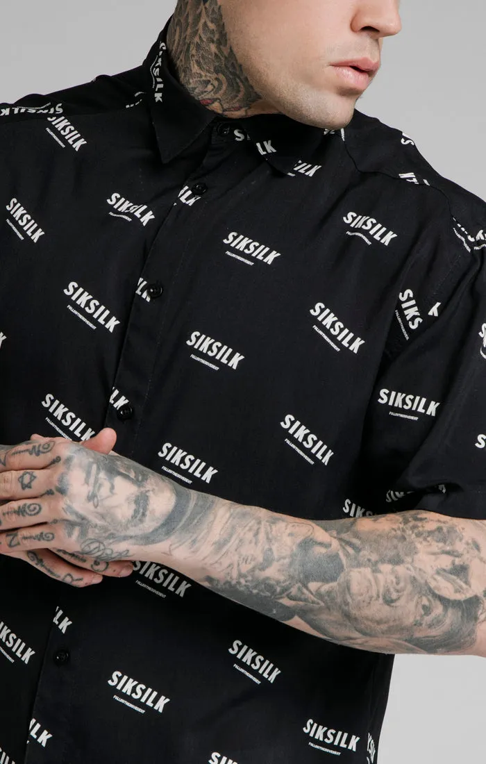 Black Print Resort Shirt sold by Siksilk product image thumbnail 3