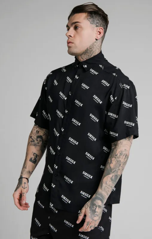 Black Print Resort Shirt sold by Siksilk
