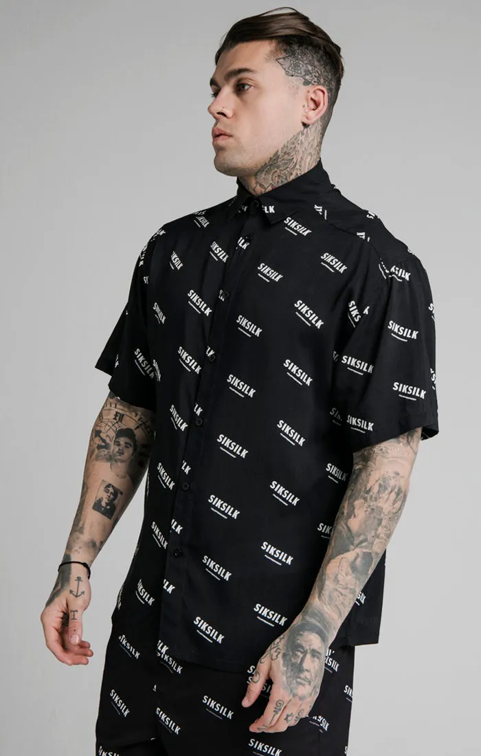 Black Print Resort Shirt sold by Siksilk