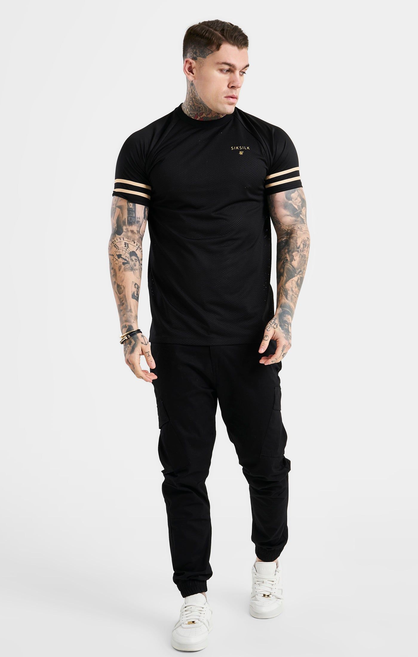 Black Mesh Short Sleeve T-Shirt sold by Siksilk product image thumbnail 3