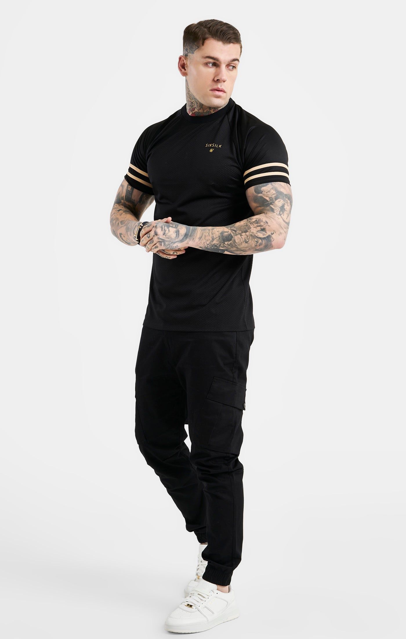 Black Mesh Short Sleeve T-Shirt sold by Siksilk product image thumbnail 4