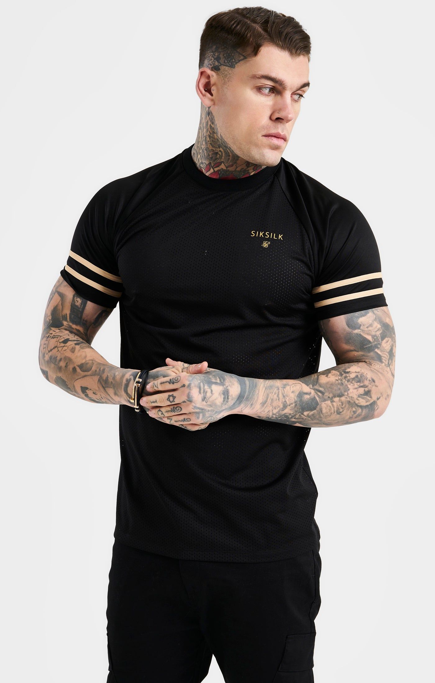 Black Mesh Short Sleeve T-Shirt sold by Siksilk