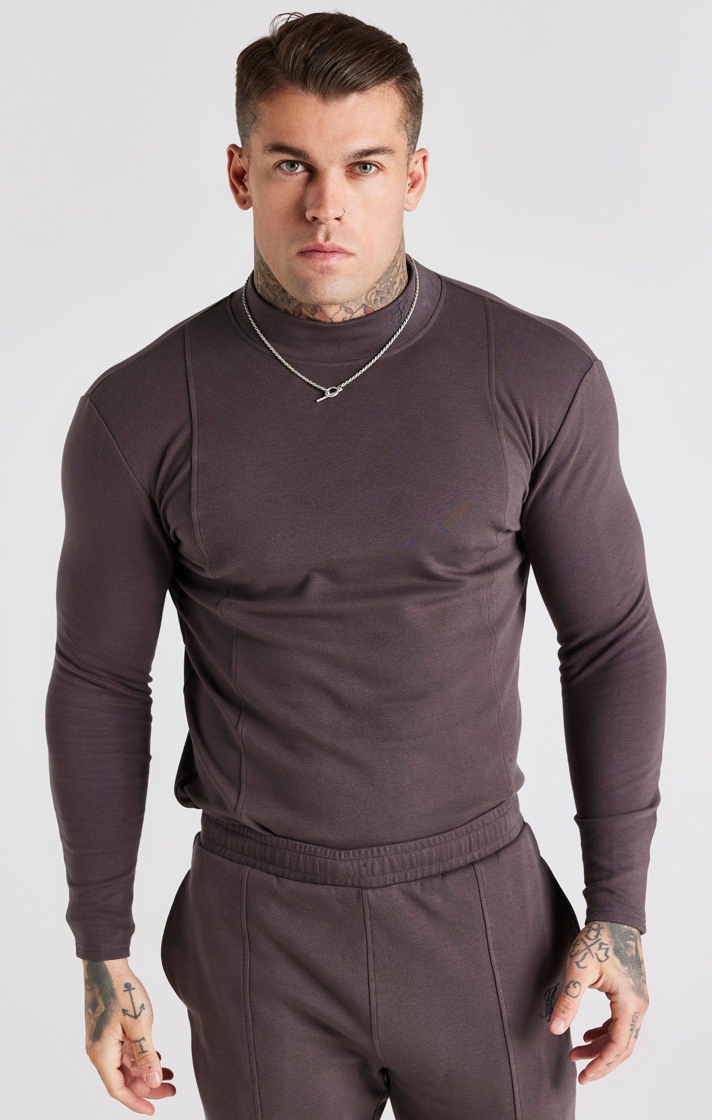 Grey Turtle Neck Long Sleeve T-Shirt sold by Siksilk
