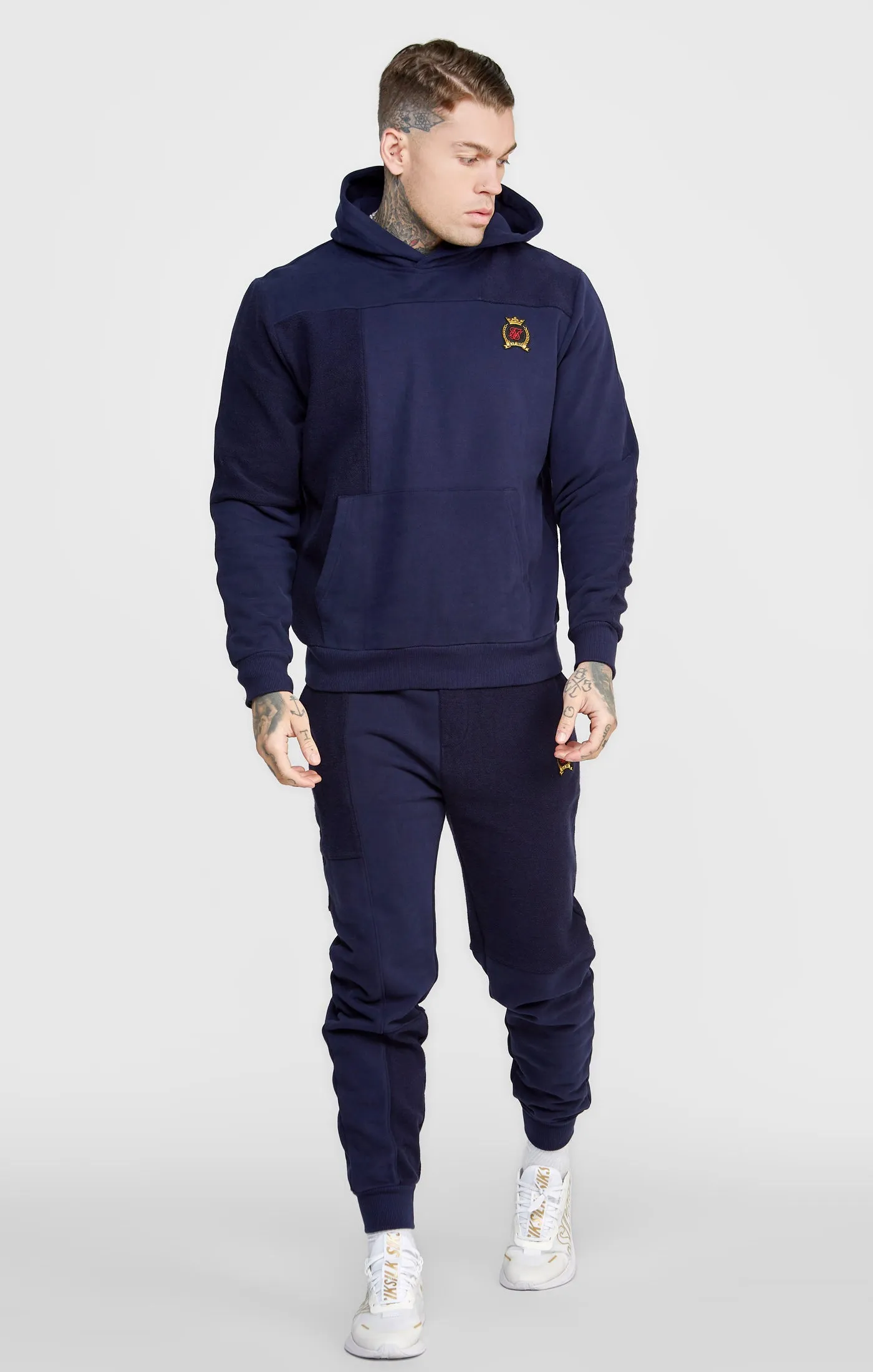 Navy Cut And Sew Reverse Oversized Hoodie sold by Siksilk product image thumbnail 3