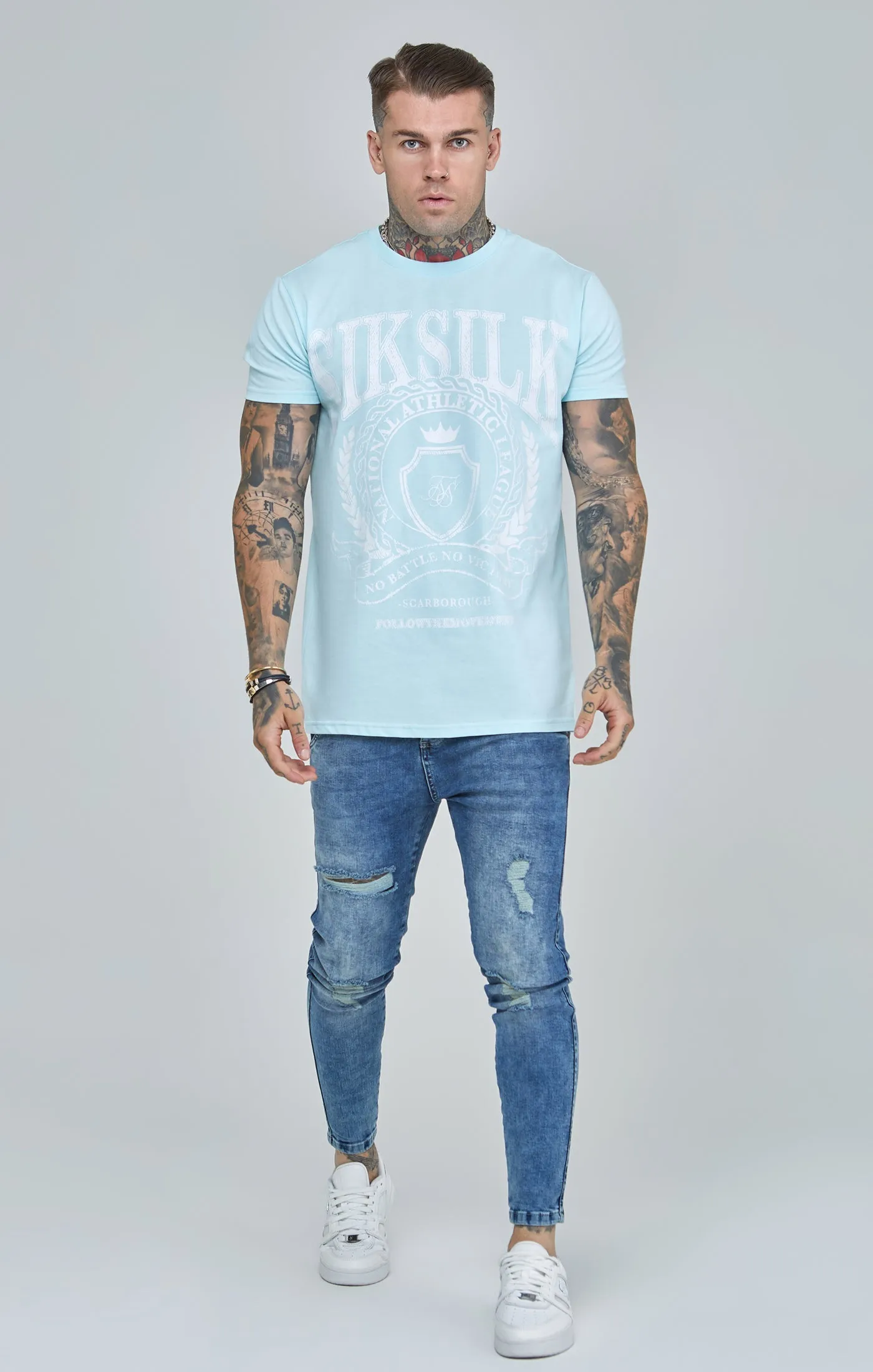Blue Varsity Boxy Fit T-Shirt sold by Siksilk product image thumbnail 2