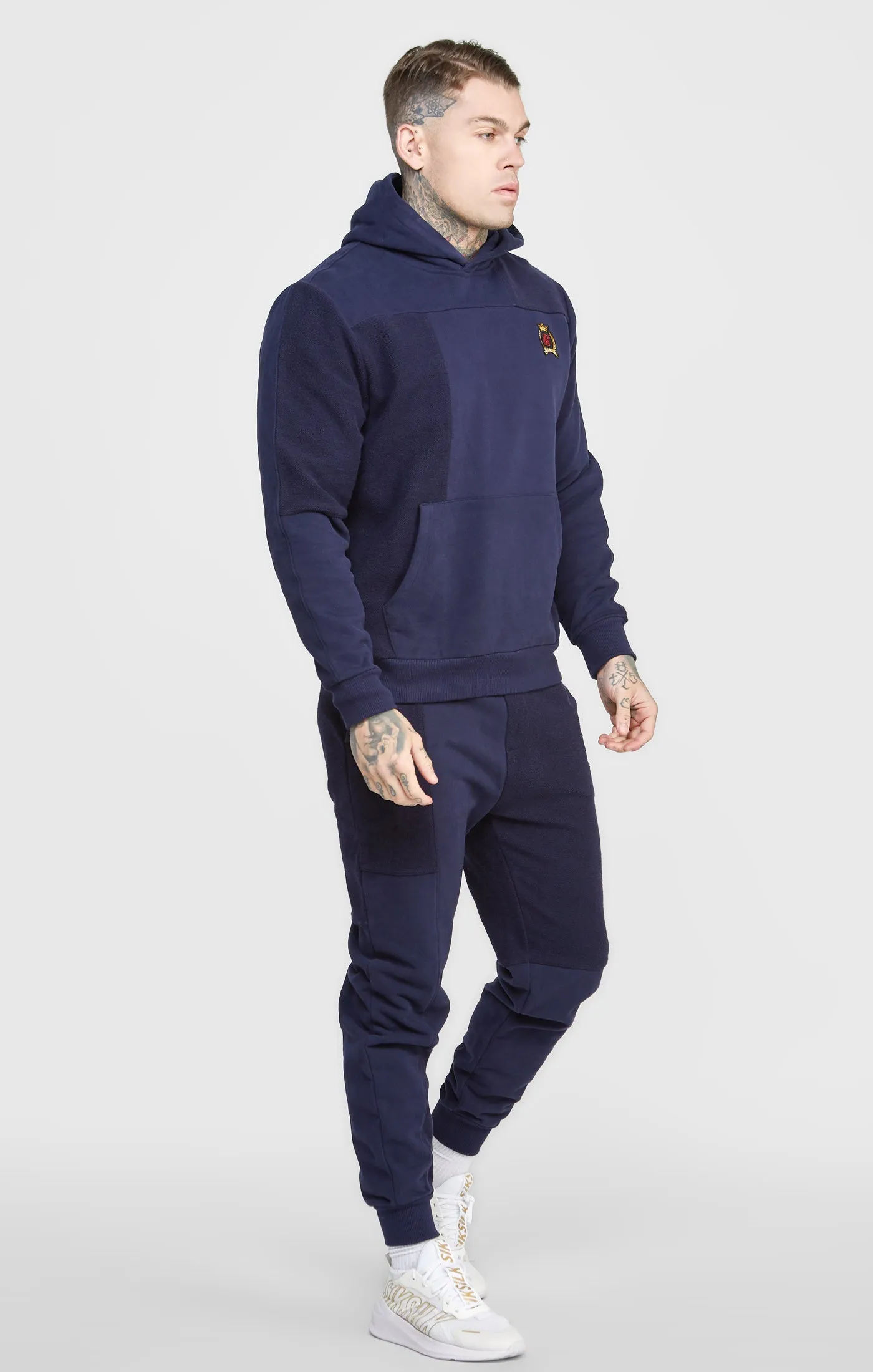 Navy Cut And Sew Reverse Oversized Hoodie sold by Siksilk product image thumbnail 4