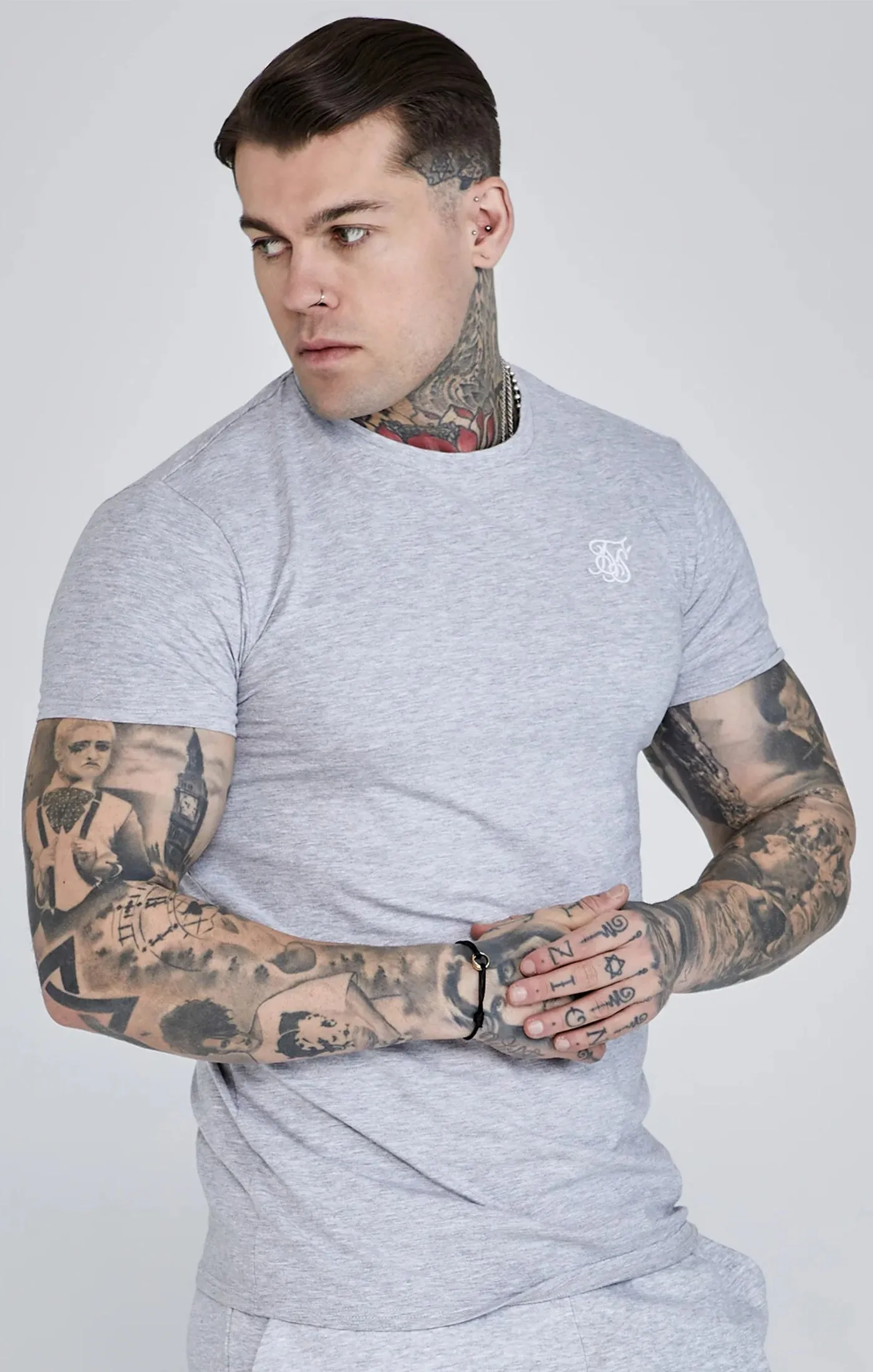 Grey Marl Essentials T-Shirt sold by Siksilk