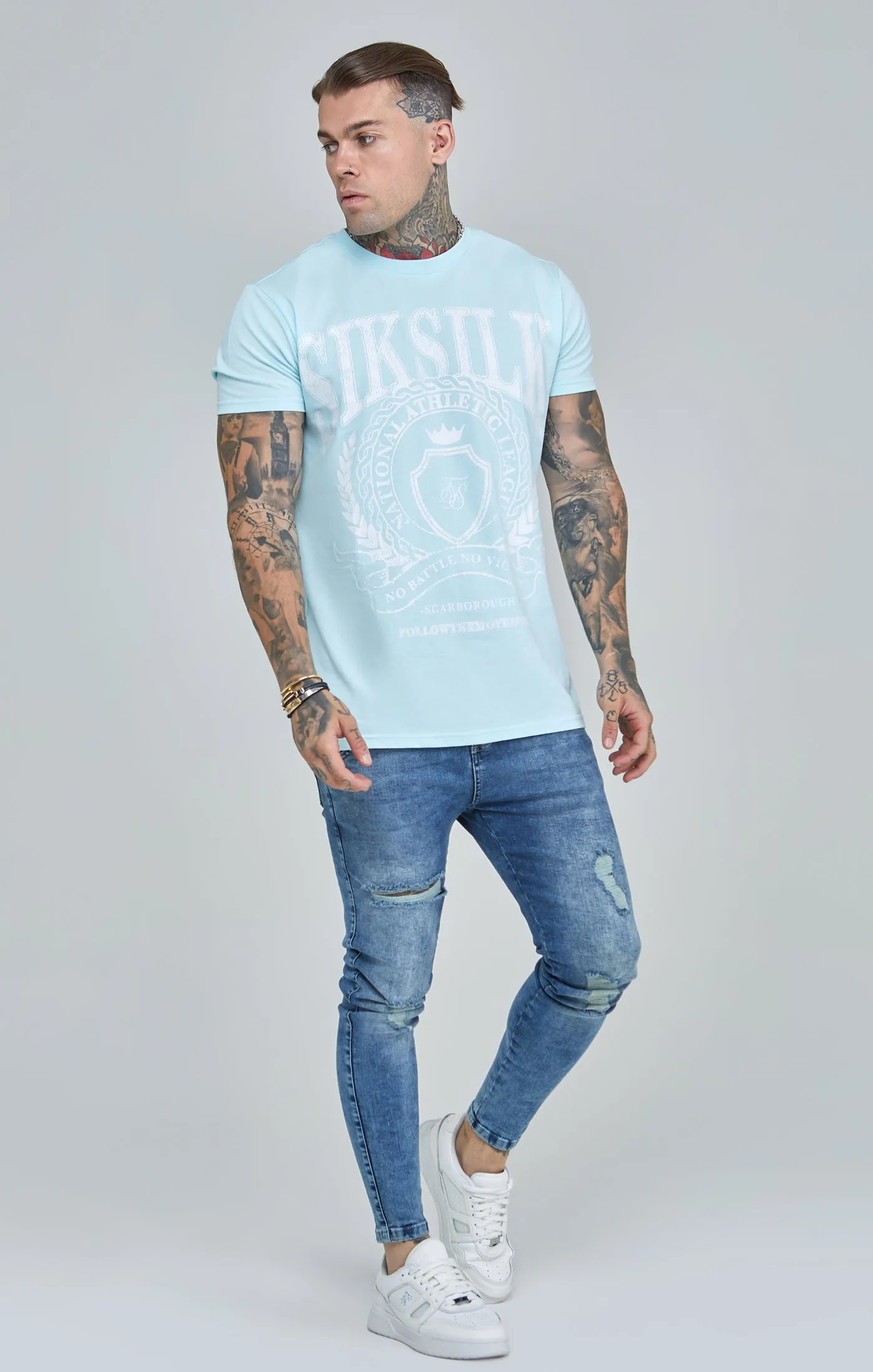 Blue Varsity Boxy Fit T-Shirt sold by Siksilk product image thumbnail 4
