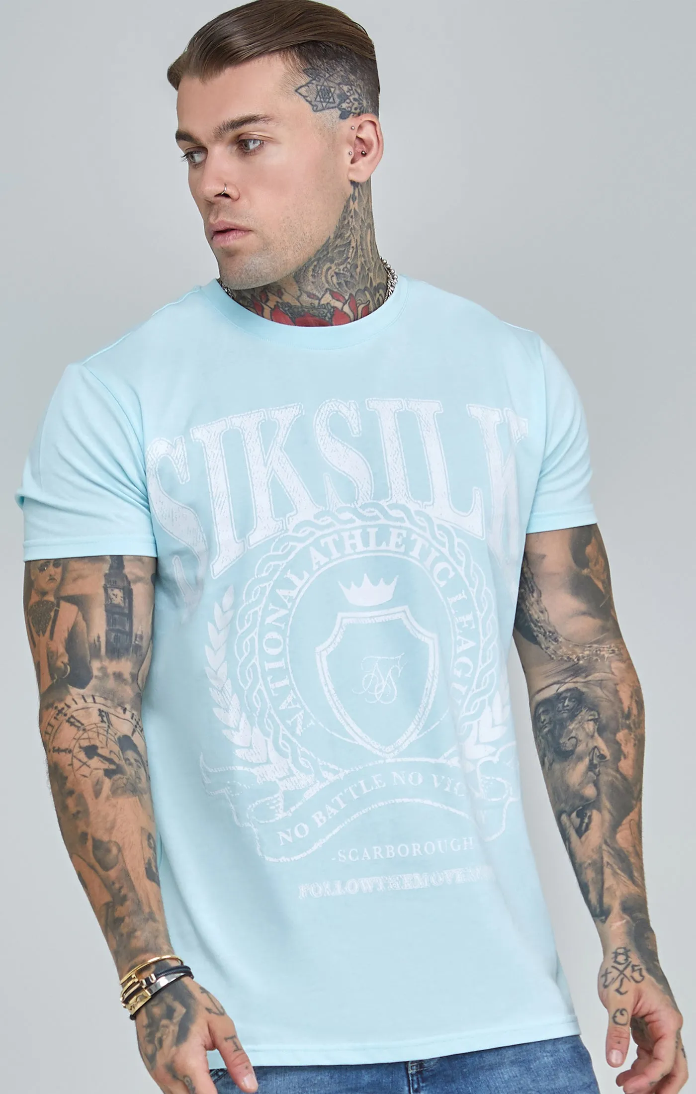 Blue Varsity Boxy Fit T-Shirt sold by Siksilk