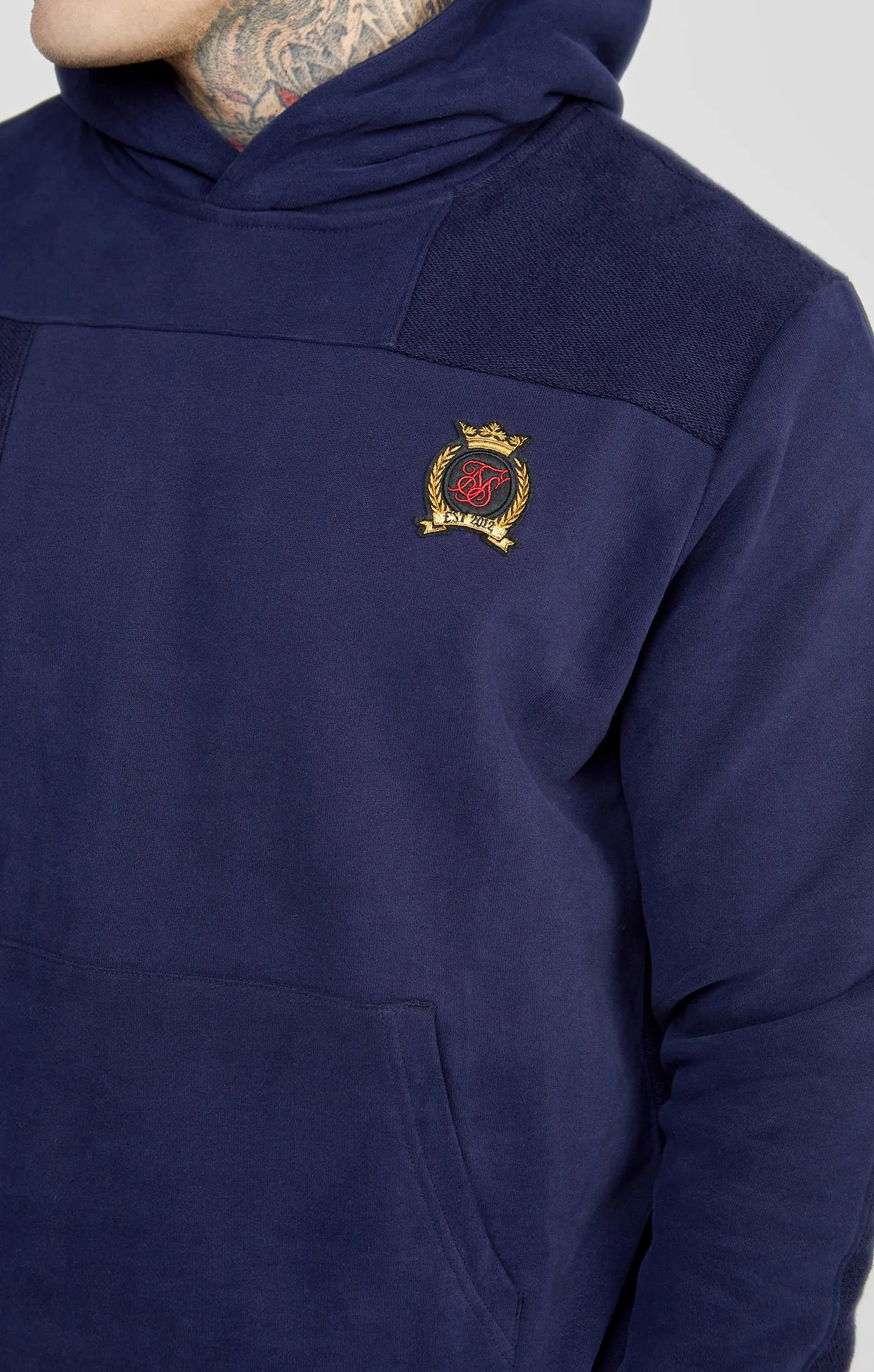 Navy Cut And Sew Reverse Oversized Hoodie sold by Siksilk product image thumbnail 2