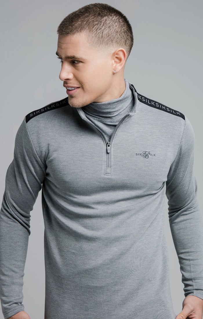 Grey Marl Quarter Zip Sport Top sold by Siksilk