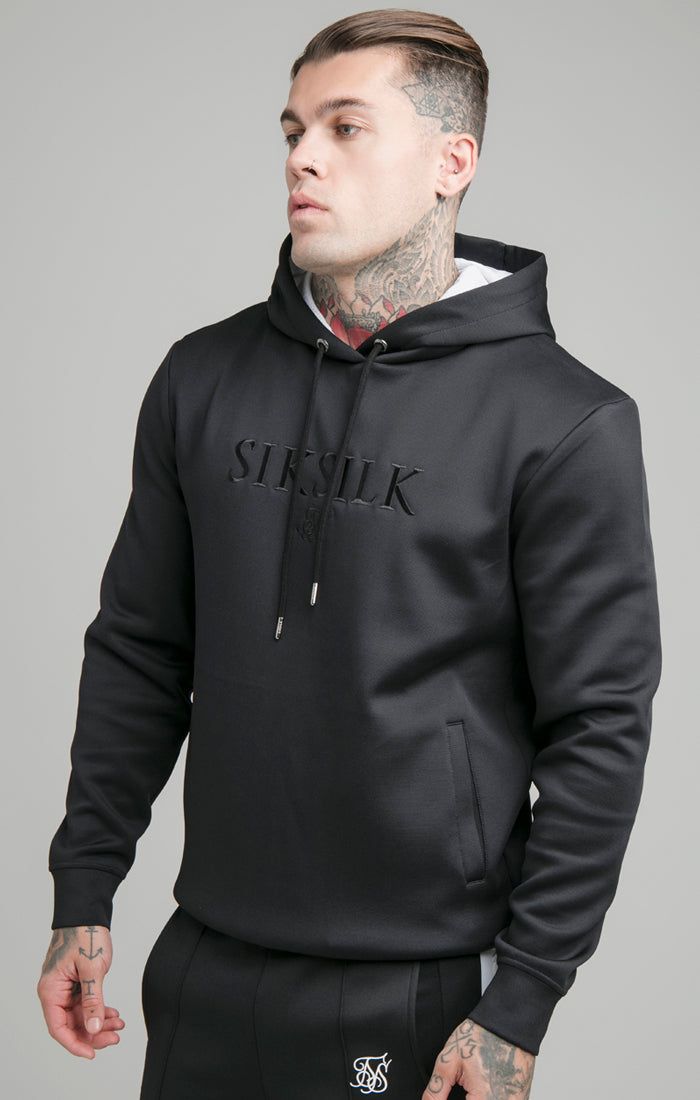 Black Monochrome Overhead Hoodie sold by Siksilk
