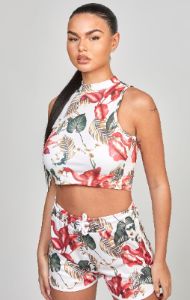 Multi Retro Tropics Print Vest sold by Siksilk