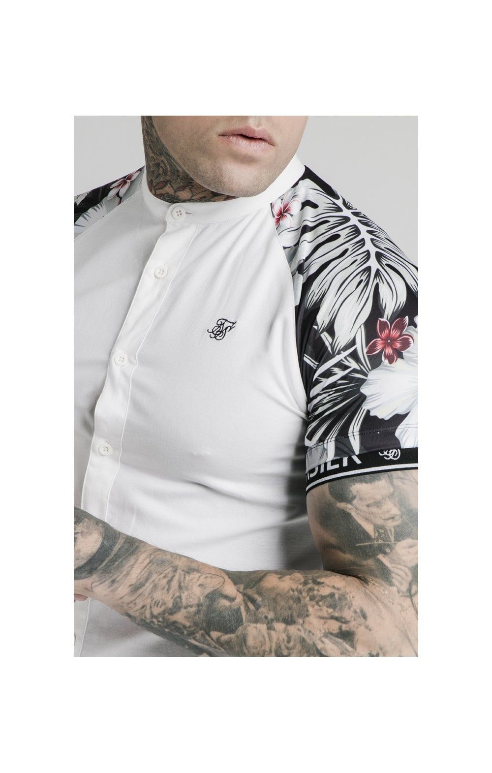 SikSilk S/S Floral Raglan Tech Shirt - White & Floral sold by Siksilk