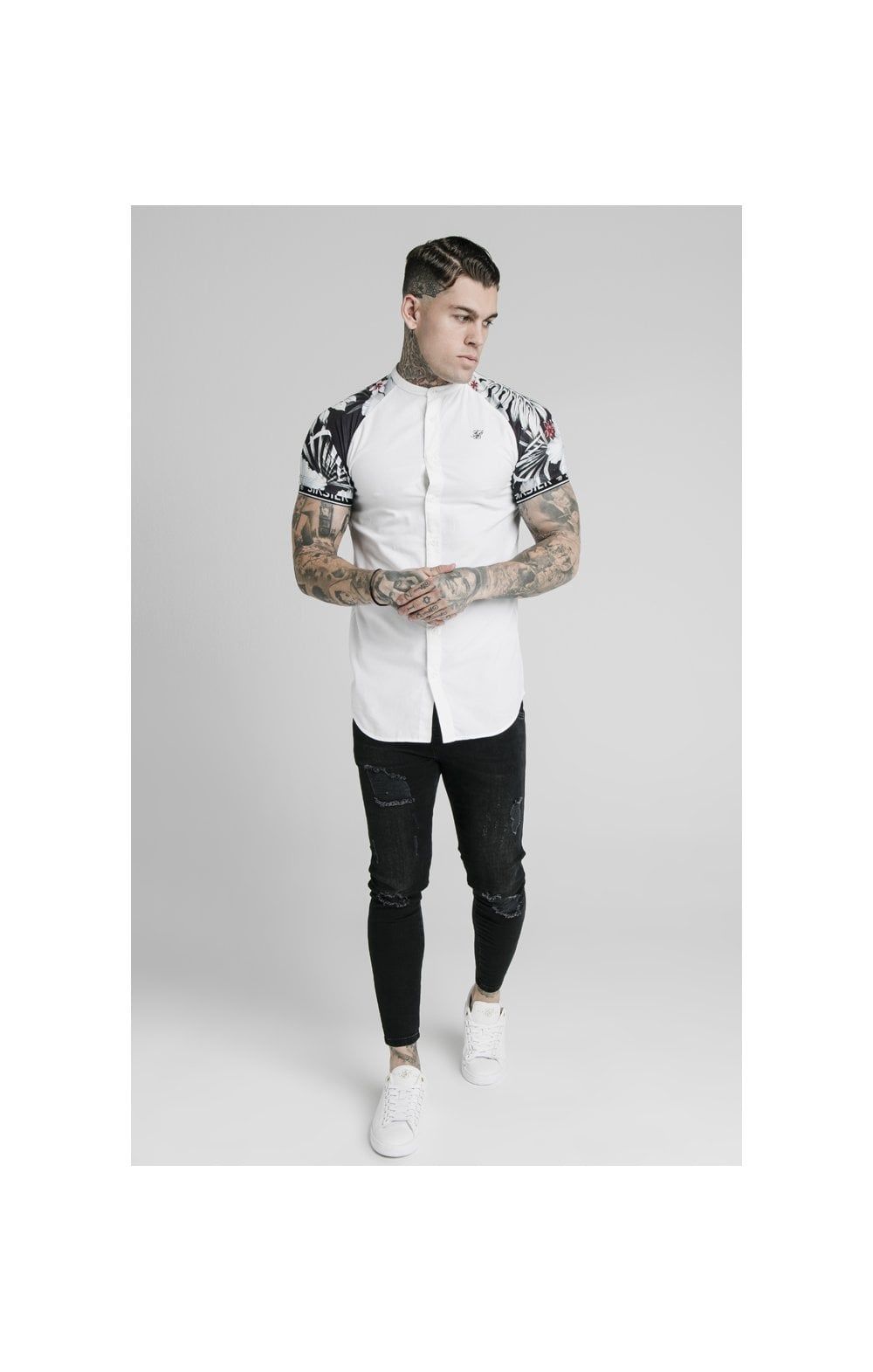 SikSilk S/S Floral Raglan Tech Shirt - White & Floral sold by Siksilk product image thumbnail 2