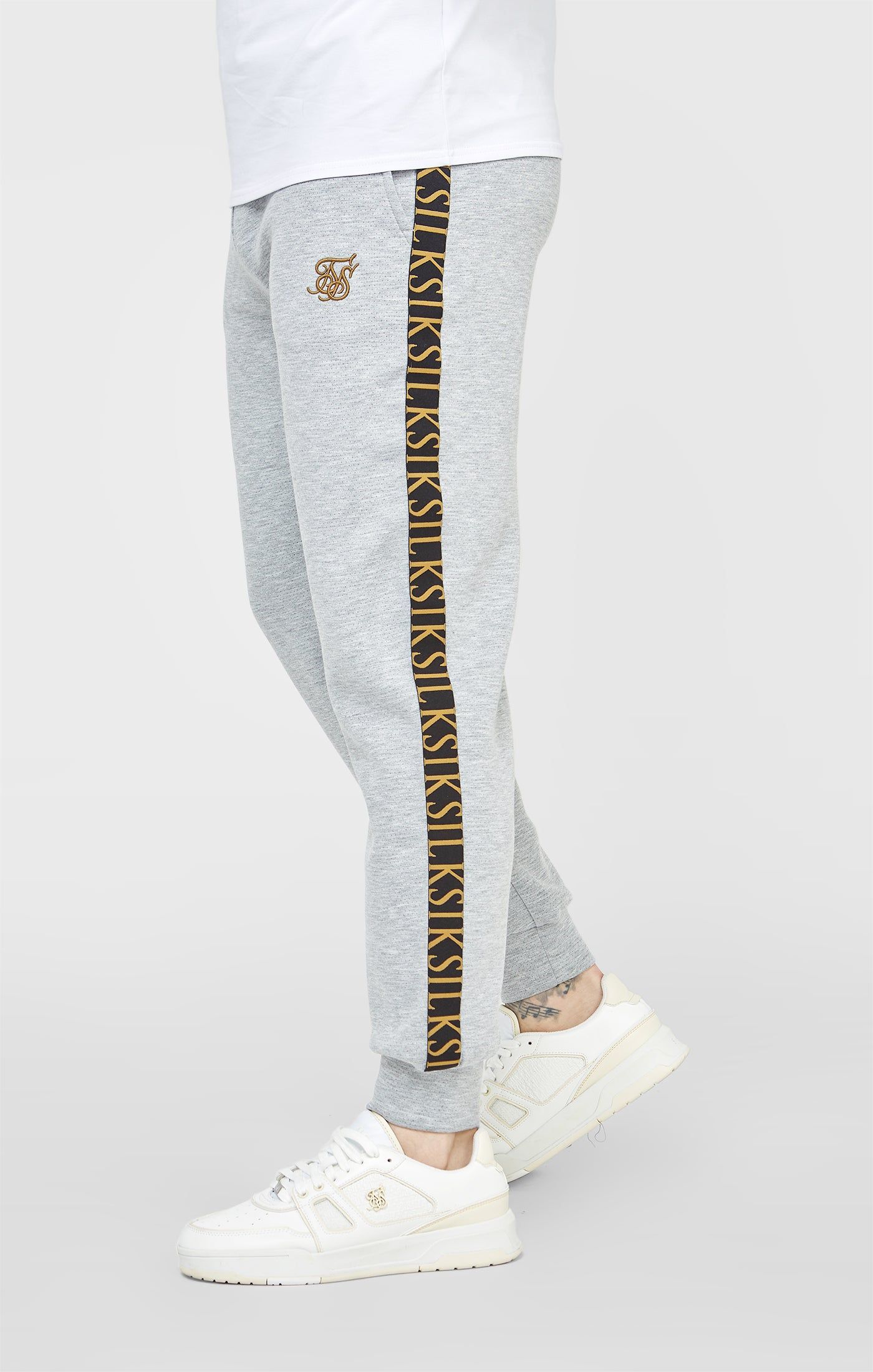 Grey Marl Fitted Track Pant sold by Siksilk