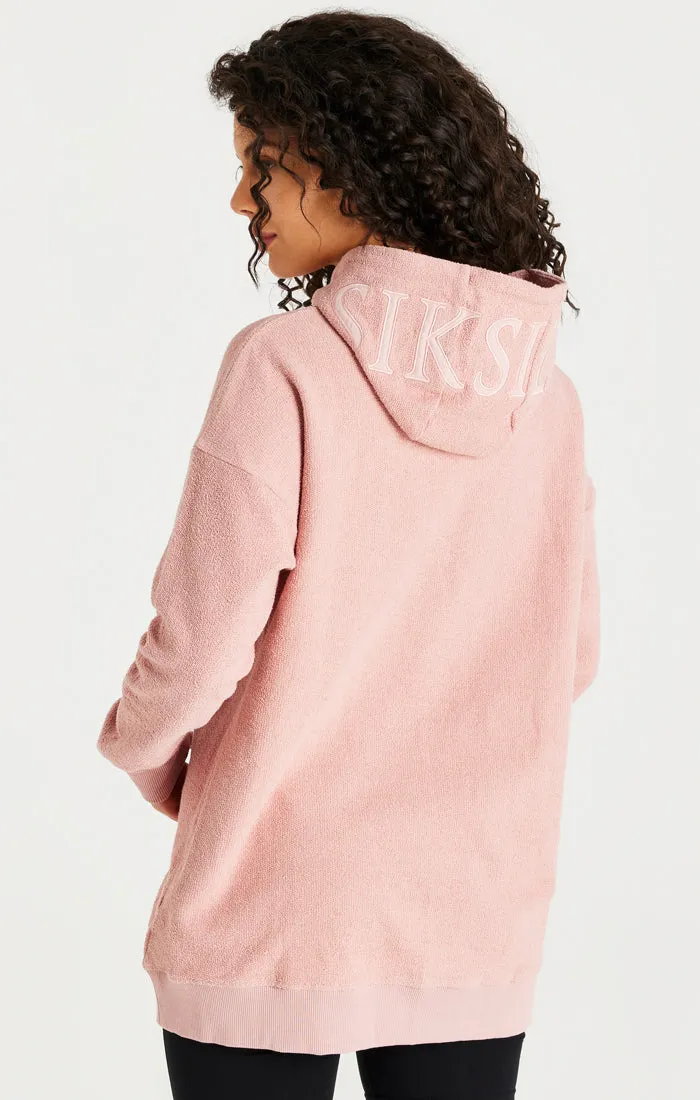 Pink Reverse Fleece Hoodie Dress sold by Siksilk