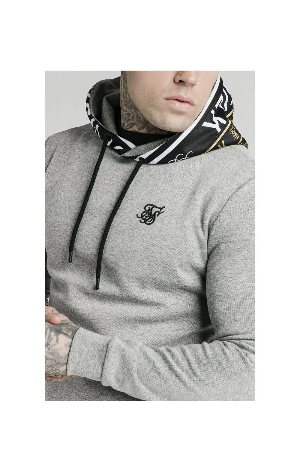 SikSilk Muscle Fit Overhead Hoodie - Grey Marl sold by Siksilk