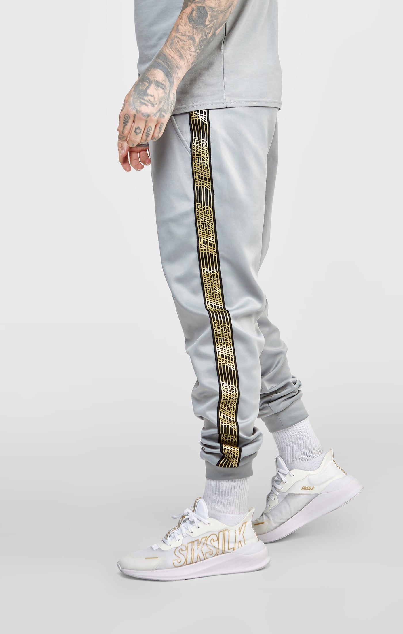 Grey Taped Cuffed Jogger sold by Siksilk