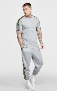 Grey Taped Cuffed Jogger sold by Siksilk