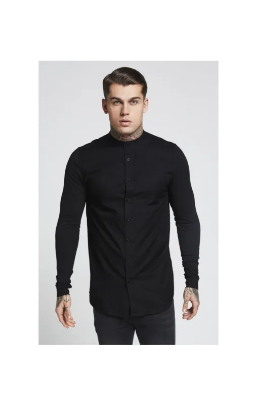 Black Essential Grandad Collar Shirt sold by Siksilk