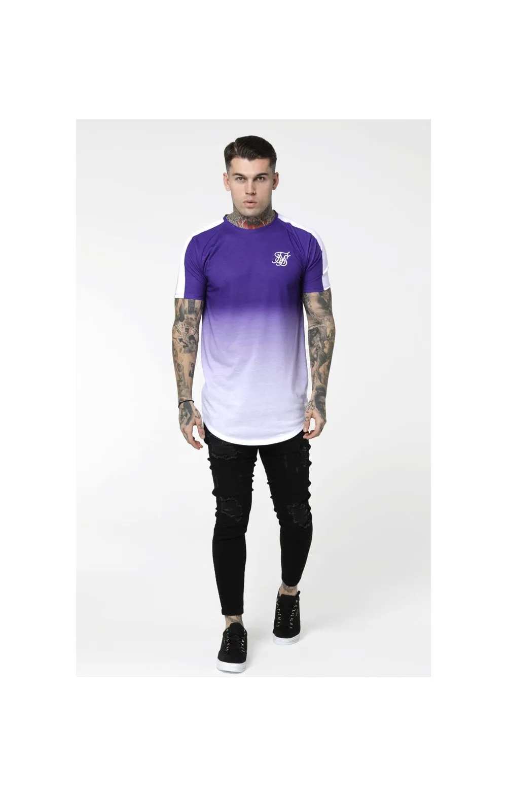 SikSilk Curved Hem Raglan Fade Tee - Purple & White sold by Siksilk product image thumbnail 5
