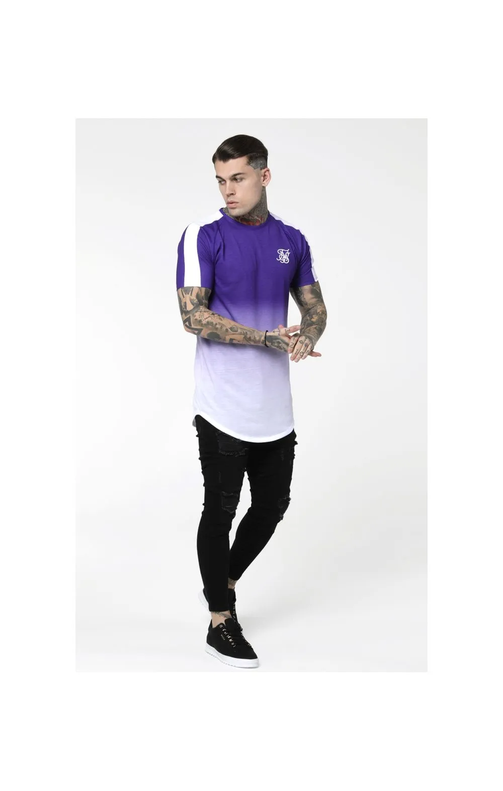 SikSilk Curved Hem Raglan Fade Tee - Purple & White sold by Siksilk product image thumbnail 3