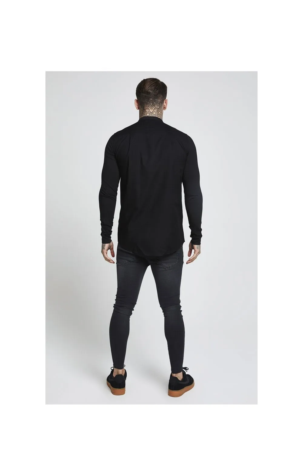 Black Essential Grandad Collar Shirt sold by Siksilk product image thumbnail 5