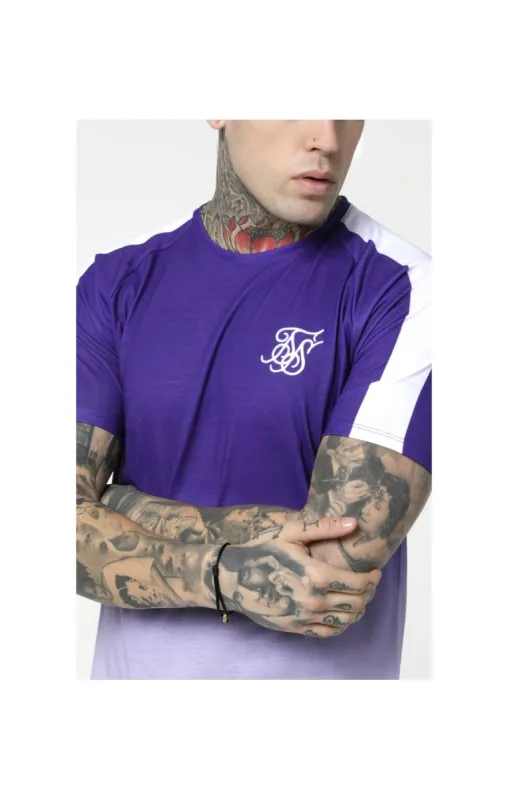 SikSilk Curved Hem Raglan Fade Tee - Purple & White sold by Siksilk