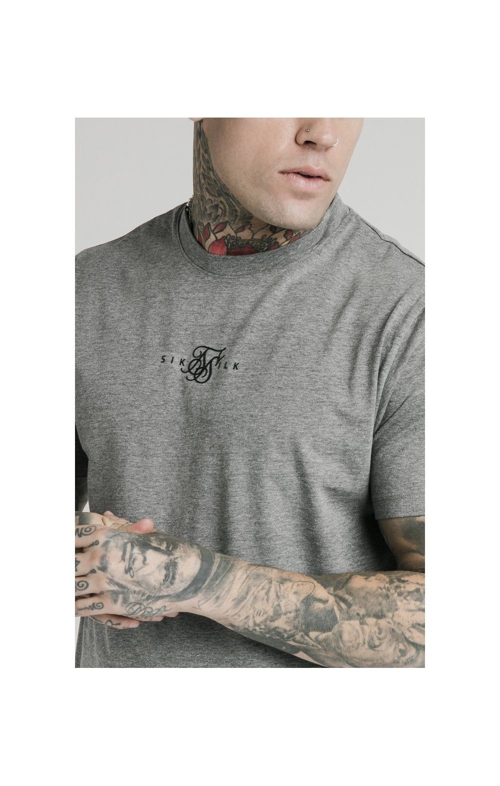 SikSilk S/S Square Hem Tee – Grey marl sold by Siksilk