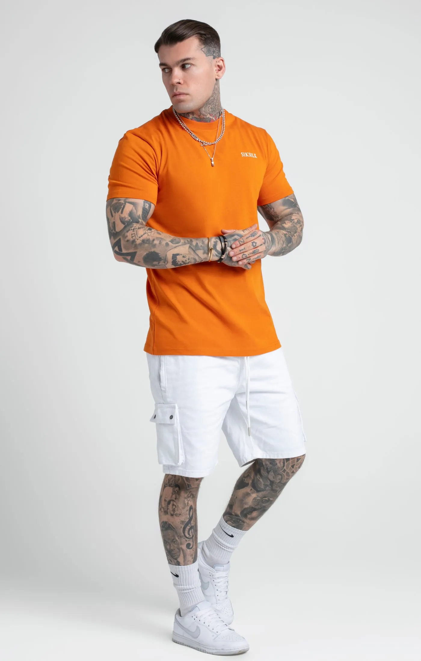 Orange Printed Logo Relaxed Fit T-Shirt sold by Siksilk product image thumbnail 2