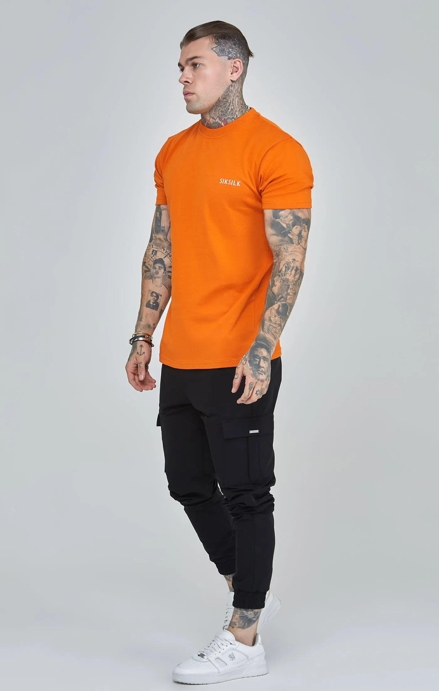 Orange Printed Logo Relaxed Fit T-Shirt sold by Siksilk product image thumbnail 4